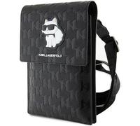 Genuine Karl Lagerfeld Saffiano Smartphone Shoulder Bag with Card Slots Black