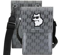 Genuine Karl Lagerfeld Saffiano Smartphone Shoulder Bag with Card Slots Silver
