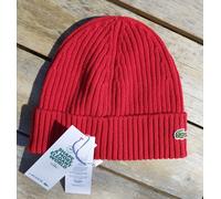 Genuine LACOSTE Red 100% Wool BEANIE Hat UNISEX Tag RB0001 00 240 Lac4