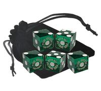 Genuine Las Vegas Casino Craps Dice Sets - Wide Selection of Full Sticks with (5) Matching Serial Numbers for Collectors & Particular Dice Shooters + Pouch (Four Queens - Green Polished)