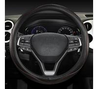Genuine Leather 38cm Car Steering Wheel Covers For Accord City Civic Fit Brio CRV HRV XRV Mobilio Odyssey Accessories(BLACK RED)