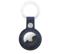 Genuine Leather AirTag Keyring Holder for Apple AirTags. Anti-Lost, Scratch-Resistant Secure Key Ring Case for Key, Dog/Cat Collar, Luggage, Bag. Protective Keychain for Air Tag Cover Accessory (Blue)