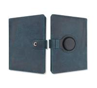 Genuine Leather AirTag Passport Holder and Wallet For Men and Women RFID Blocking For Secure Traveling and Documentation Organizer, Blue, Bifold Airtag Passport Holder