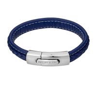 Genuine leather and stainless steel bracelet Philipp Blanc Henry Bleu 0,09×0,09×0,034 cm