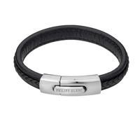 Genuine leather and stainless steel bracelet Philipp Blanc Henry Noir 0,09×0,09×0,034 cm