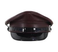 Genuine Leather Army Muir Biker Black Peaked Police Military Style BLUF Cap Hat 0687