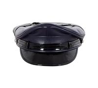 Genuine Leather Army Muir Biker Black Peaked Police Military Style BLUF Cap Hat