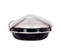 Genuine Leather Army Muir Biker Black Peaked Police Military Style BLUF Cap Hat (UK, Alpha, S, White)