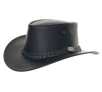 Genuine Leather Australian Bush Hat with Braided Band Black and Brown (UK, Alpha, L, Black)