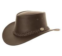 Genuine Leather Australian Bush Hat with Braided Band Black and Brown (UK, Alpha, M, Brown)