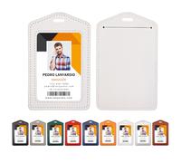 Genuine Leather Badge Holder, Single-Sided Clear ID Card Holder, 1 Pack, Horizontal & Vertical Styles, for Work, Office, and School