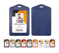 Genuine Leather Badge Holder, Single-Sided Clear ID Card Holder, 1 Pack, Horizontal & Vertical Styles, for Work, Office, and School