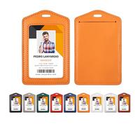 Genuine Leather Badge Holder, Single-Sided Clear ID Card Holder, 1 Pack, Horizontal & Vertical Styles, for Work, Office, and School