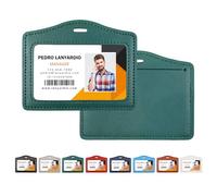 Genuine Leather Badge Holder, Single-Sided Clear ID Card Holder, 1 Pack, Horizontal & Vertical Styles, for Work, Office, and School