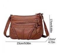 Genuine leather bag, multi-compartment crossbody bag for mothers, large capacity soft leather women's handbag (brown).
