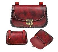 Genuine Leather Bag The Messenger Belt BagMedieval Style Waist Cellphone Carry Belt Purse Renaissance Faire Costume Accessories Leather Purse (Maroon)