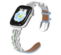 Genuine Leather Band Compatible with Apple Watch Bands Women 38/40/41/42/44/45/46/49mm Dressy Leather Strap with Bling Rhinestone Crossover Buckle for iWatch Series 10/9/8/7/6/5/4/3/2/1/SE/Ultra