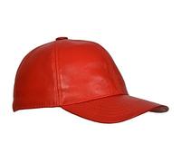 Genuine Leather Baseball Cap Adjustable Sports Casual Plain Summer Winter Hat (UK, Alpha, One Size, Red)