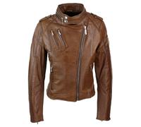 Genuine Leather Biker Jacket Velvet Lining TruClothing Light Brown XXL