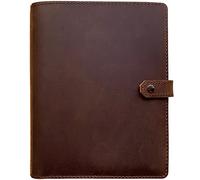 Genuine Leather Binder Portfolio, 6 Ring Binder Organizer with Inner Pockets and Pen Holder, A5