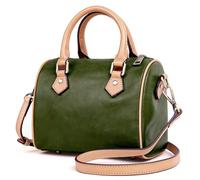 Genuine Leather Boston Bags for Women: Top Handle Handbags Small Shoulder Purse - Satchel Purses Crossbody Bag, Green