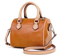 Genuine Leather Boston Bags for Women: Top Handle Handbags Small Shoulder Purse - Satchel Purses Crossbody Bag, Yellow