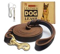 Genuine Leather Braided 8ft x 3/4 inch Heavy Duty Dog Training Leash, Comfortable for Large, Medium, Small Dogs (Brown)