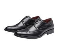 Genuine Leather Brogue Men Shoes 6CM Height Increase Formal Dress Shoe Business Office Italian Men Derby Business Shoes Formal Work Shoes(Color:Black,Size:9 UK)