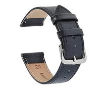 Genuine Leather Buffalo Grain Watch Strap Black Brown Steel 14mm 16mm 18mm 20mm (16mm, Black)