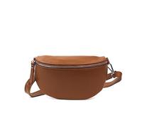 Genuine Leather Bumbag Grain Leather Fannypack Italian Leather Sling Bag with Long Straps Compact Crossbody Travel Bag Waist Bag (Tan)