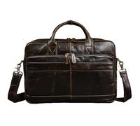 Genuine Leather Business Briefcase for Men - Large Capacity Office Work Document Bag - Vintage Laptop Bag (coffee,L40 x W30 x H10 cmL15.7×W11.8×H3.9in)