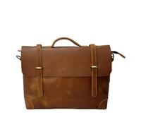 Genuine Leather Business Briefcase for Men - Unisex Large Capacity Office Work Document Bag - 14 Inch Laptop Bag (light brown,L44 x W34 x H8 cmL17×W14×H3in)