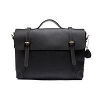 Genuine Leather Business Briefcase for Men - Unisex Large Capacity Office Work Document Bag - 14 Inch Laptop Bag (black,L44 x W34 x H8 cmL17×W14×H3in)