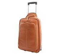Genuine Leather Cabin Size Suitcase on Wheels Travel Trolley Flight Carry on Luggage HLG818 Tan