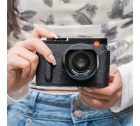 Genuine Leather Camera Half Case With Handle Grip For Q3 Q 3 Protect Cover (Black Case Only)