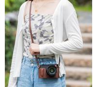 Genuine Leather Camera Half Case With Handle Grip For Q3 Q 3 Protect Cover (Coffe Case + Strap)