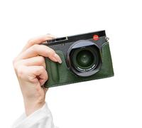 Genuine Leather Camera Half Case With Handle Grip For Q3 Q 3 Protect Cover (Green Case Only)