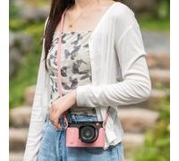 Genuine Leather Camera Half Case With Handle Grip For Q3 Q 3 Protect Cover (Pink Case + Strap)