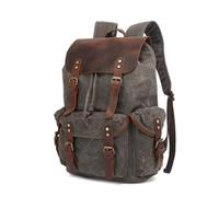 Genuine Leather Canvas waxed Backpack Travel Rucksack Laptop Bag