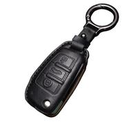 Genuine Leather Car Key Case Protector Compatible with Audi A1 A3 A4 A6 A8 Quattro Q2 Q3 Q7 S3 S4 S6 RS3 RS6 R8 TT TTS TTRS etc. 3 Buttons Auto Key shell Protective Sleeve