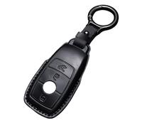 Genuine Leather Car Key Case Protector Compatible with Mercedes Benz A/B/C/E/G/S Class GLA GLC GLE GLK GLS CLA CLE CLS AMG E200 W177 W205 W213 3 Buttons Auto Key shell Protective Sleeve