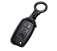 Genuine Leather Car Key Case Protector Compatible with VW Volkswagen Golf Polo Tiguan Passat Skoda Octavia Superb Seat Leon Ibiza Remote 3 Button Flip Key