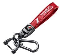 Genuine Leather Car Keychain Fit for Toyota TRD Sequoia 4Runner Tundra 4Runner PRO, Key Chain Accessories for Men and Women Family Present RED