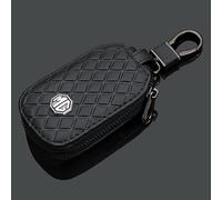 Genuine Leather Car Smart KeyChain Coin Holder Cover for MG MG6 MGZS MG3 MG5 MG7 GT, Pouch Remote Key Chains Fob Bag Keyring Wallet Zipper Case,Black