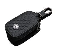 Genuine Leather Car Smart KeyChain Coin Holder Cover for MG MG6 MGZS MG3 MG5 MG7 GT, Pouch Remote Key Chains Fob Bag Keyring Wallet Zipper Case,Black