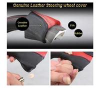 Genuine Leather Car Steering Wheel Cover For Toyota For Prius 30 20 For Prime For Prius V Prius C Auto Accessories wheel hubs(A- Red4)