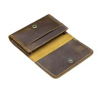 Genuine Leather Card Holder 21pc Men's Genuine Leather Business Card Holder, Credit Card Case Small Card ID Holder(Yellow Brown)