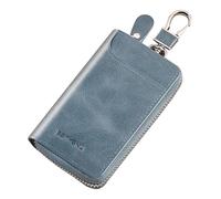 Genuine Leather Card Holder Wallet Keys Pouch Organizer Bag, blue
