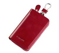 Genuine Leather Card Holder Wallet Keys Pouch Organizer Bag, Red, 4.5 x 3 x 1.25 inches, Fashion