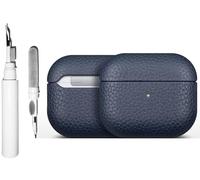 Genuine Leather Case Compatible with AirPods 4 / with Active Noise Cancellation, Authentic Pebble Leather, Retro Luxurious Shockproof Wireless Charging Cover with Cleaning Kit